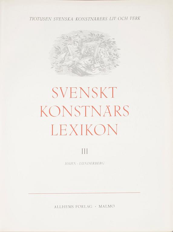 BOKVERK, volym I-V, "Svenskt Konstnärslexikon", Allhems Förlag, Malmö, 1952-67.