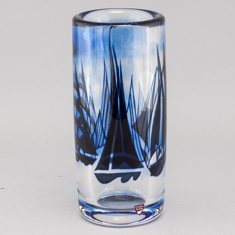 OLLE ALBERIUS, a glass vase for Orrefors gallery, signed.