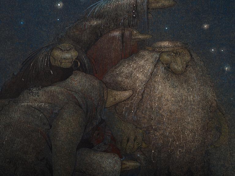 John Bauer, 'Troll, stjärnenatt' (Troll, starry night).