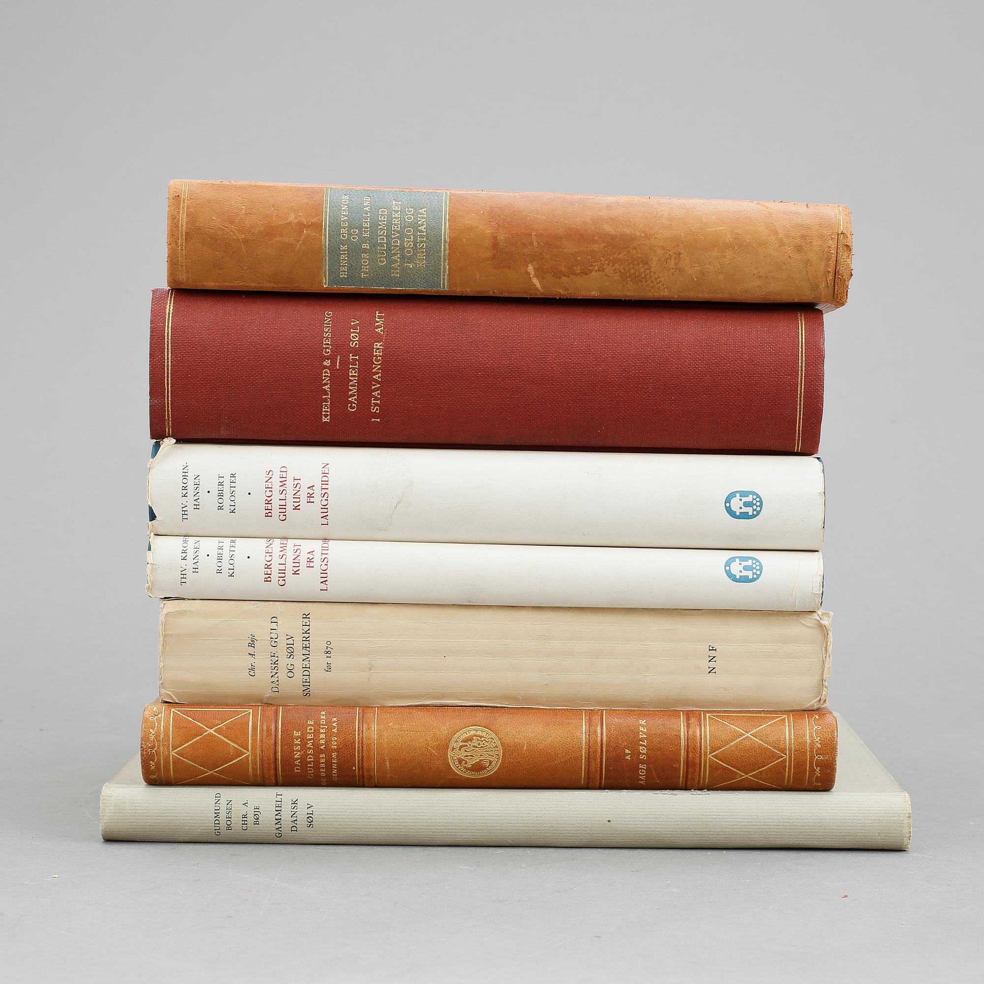 BÖCKER, 7 stycken, danskt och norskt silversmide.