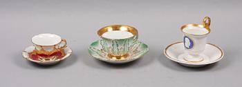 KOPPAR med FAT, 3 st, Meissen, 1800-tal.