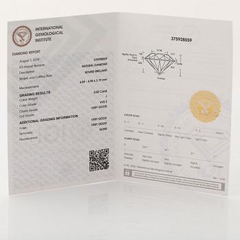 Örhängen med briljantslipade diamanter, med IGI certifikat.