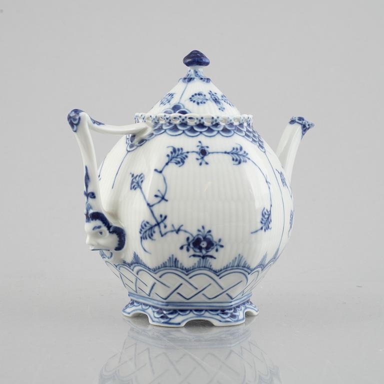 A 'Blue Fluted Full Lace' porcelain teapot, Royal Copenhagen, model 1117, 1967.