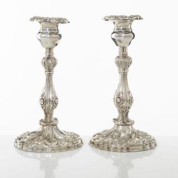 Johan Olof Östlund, ljusstakar, 4 st, silver, nyrokoko, Gävle 1848-1956.