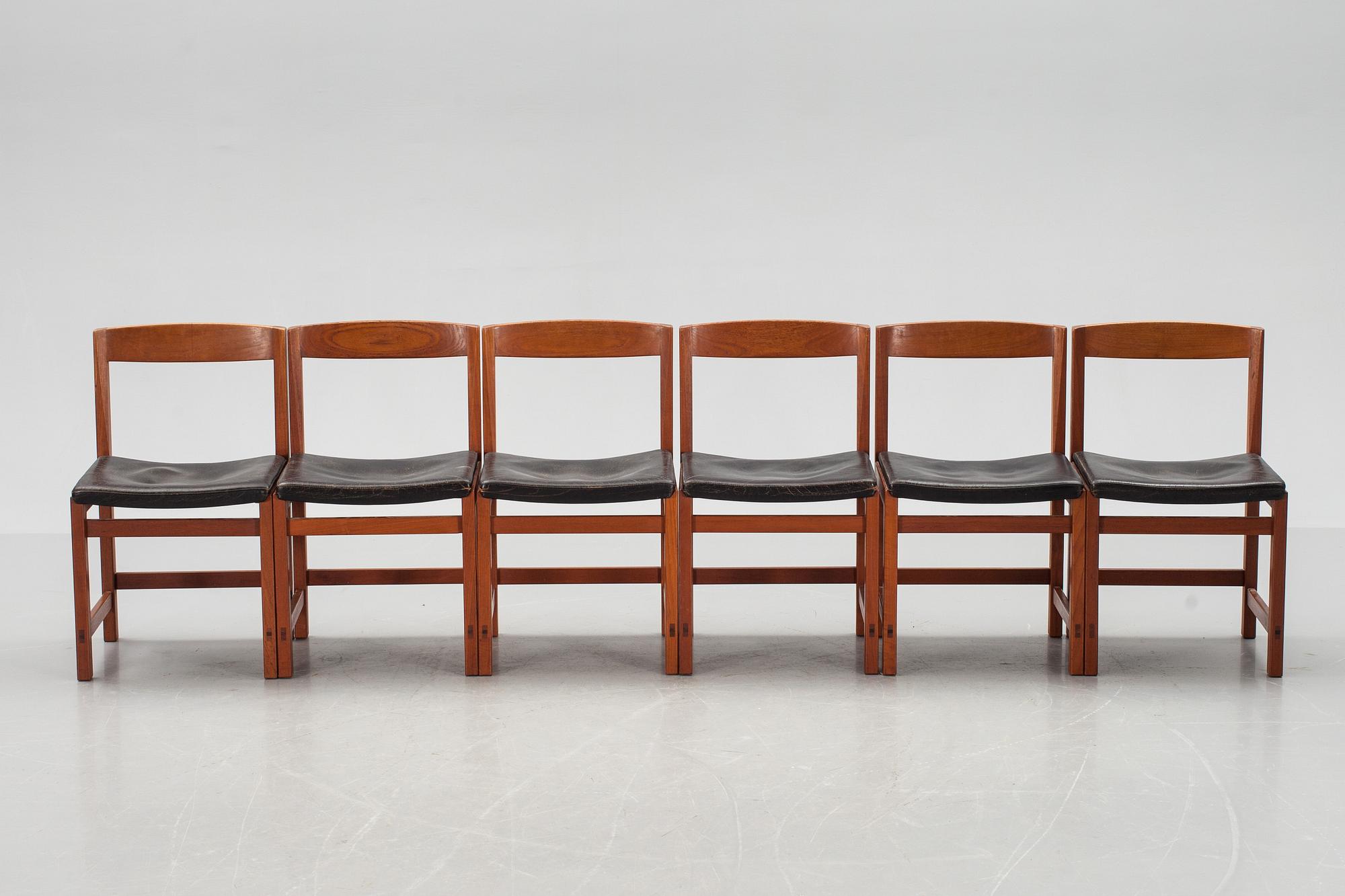 MATBORD samt 6 STOLAR, teak, troligen Skaraborgs Möbelindustri, Tibro. 1950/60-tal.