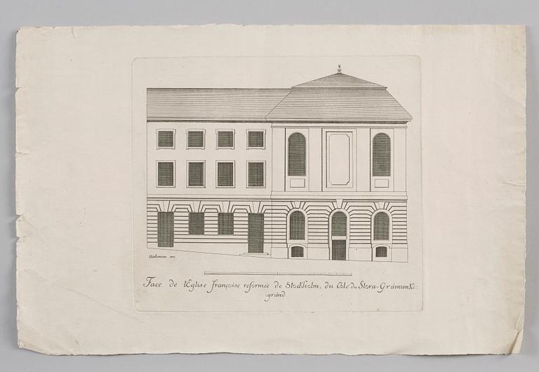 JEAN ERIC REHN, 4 gravyrer, efter Carl Hårleman, 1700-talets andra hälft.