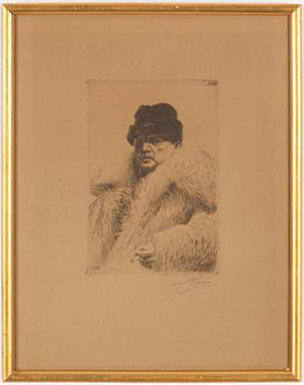 Anders Zorn, "Självporträtt i vargskinnspäls".