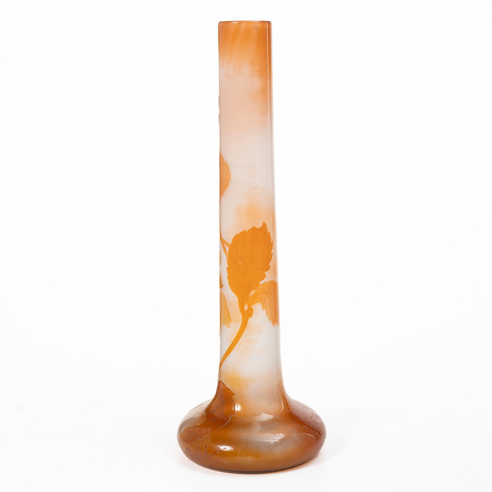 Emile Gallé, vas, överfångsglas, Nancy, Frankrike, Art Nouveau.