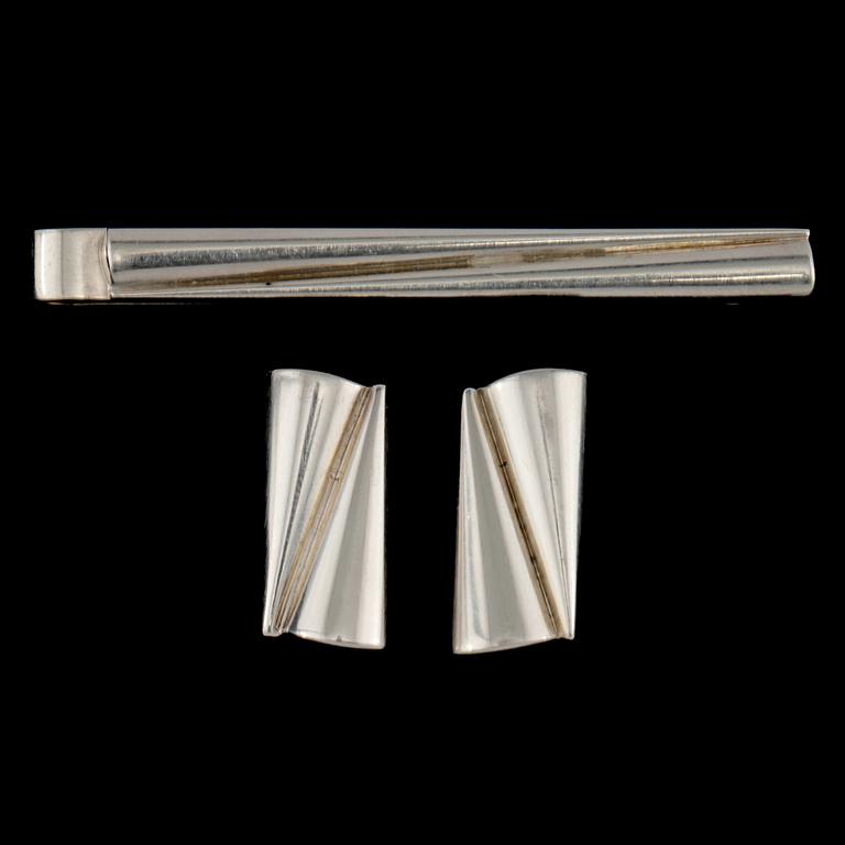 MANSCHETTKNAPPAR, ett par samt SLIPSNÅL, sterlingsilver Georg Jensen, 1900/2000-tal. Vikt 30 g.