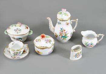 KAFFESERVIS, 11 delar, porslin, Herend, Ungern, 1900-talets fjärde kvartal.