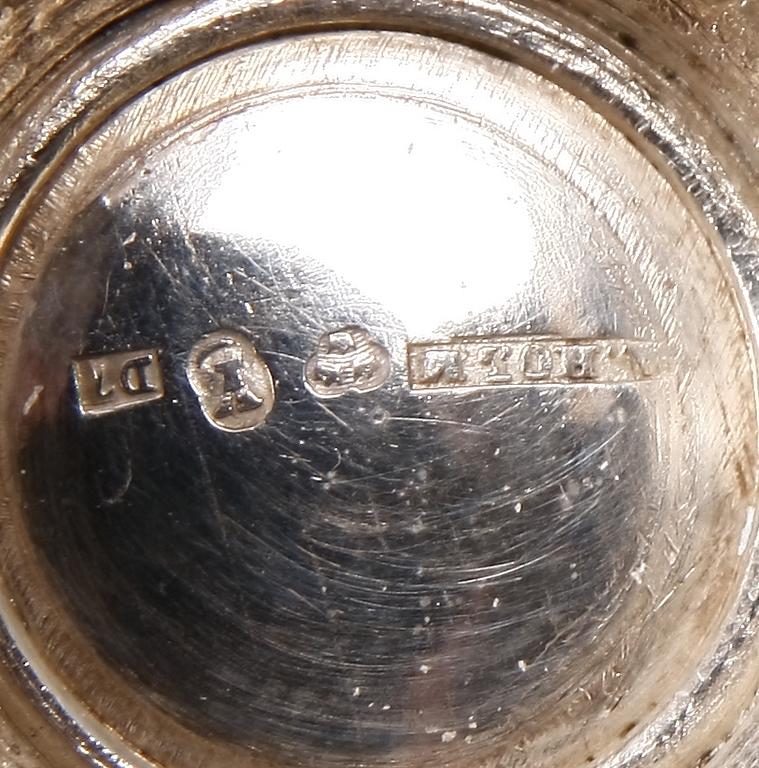 PARTI PRISPOKALER, 7 delar, silver, bla K. Andersson, Stockholm, 1900-talets första hälft.