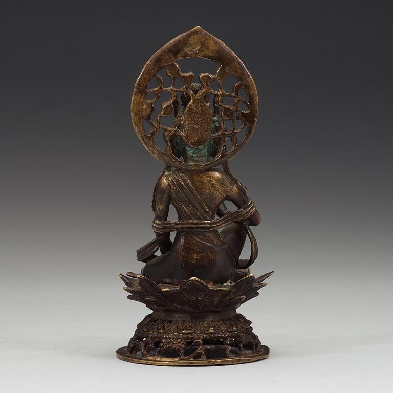 BODHISATTVA AVALOKITESHVARA, kopparlegering. Möjligen Tibet/Himalaya, 12/1300-tal.