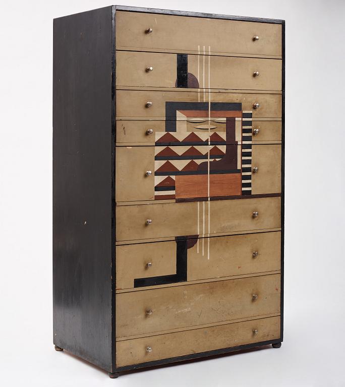 Ingegerd Torhamn, a modernist painted and decorated chest of drawers, Sweden ca 1930.