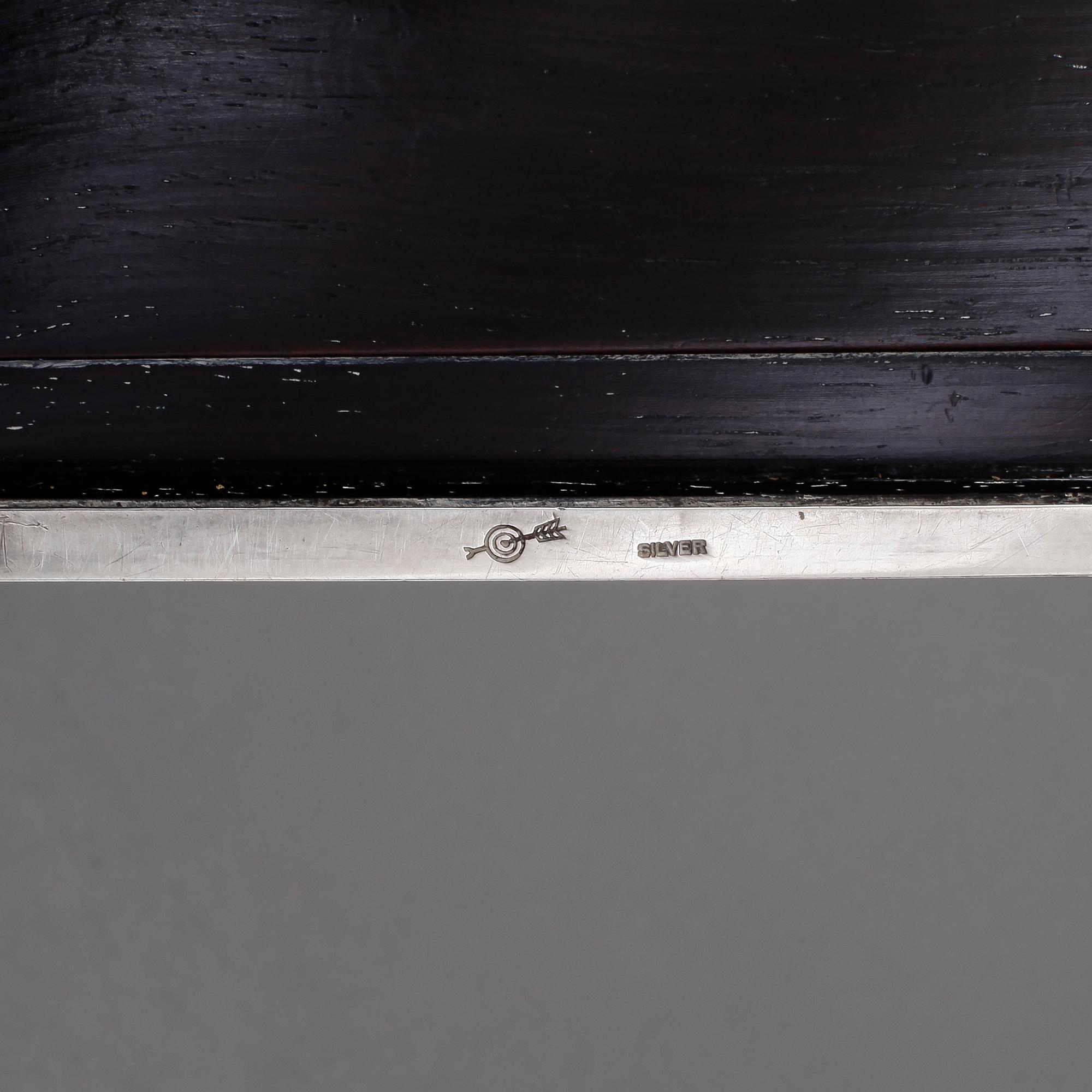 CIGARETTSKRIN, 2 st, silver, bla Japan, 1900-tal.