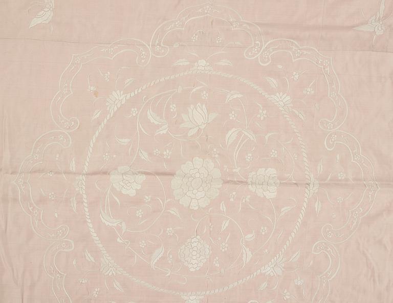 ÖVERKAST, broderat siden. Qingdynasty, omkring 1900.