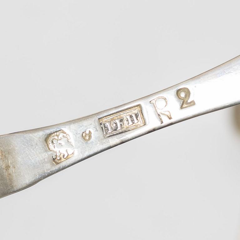 Matskedar, 17 st, silver, mestadels 1800-tal.