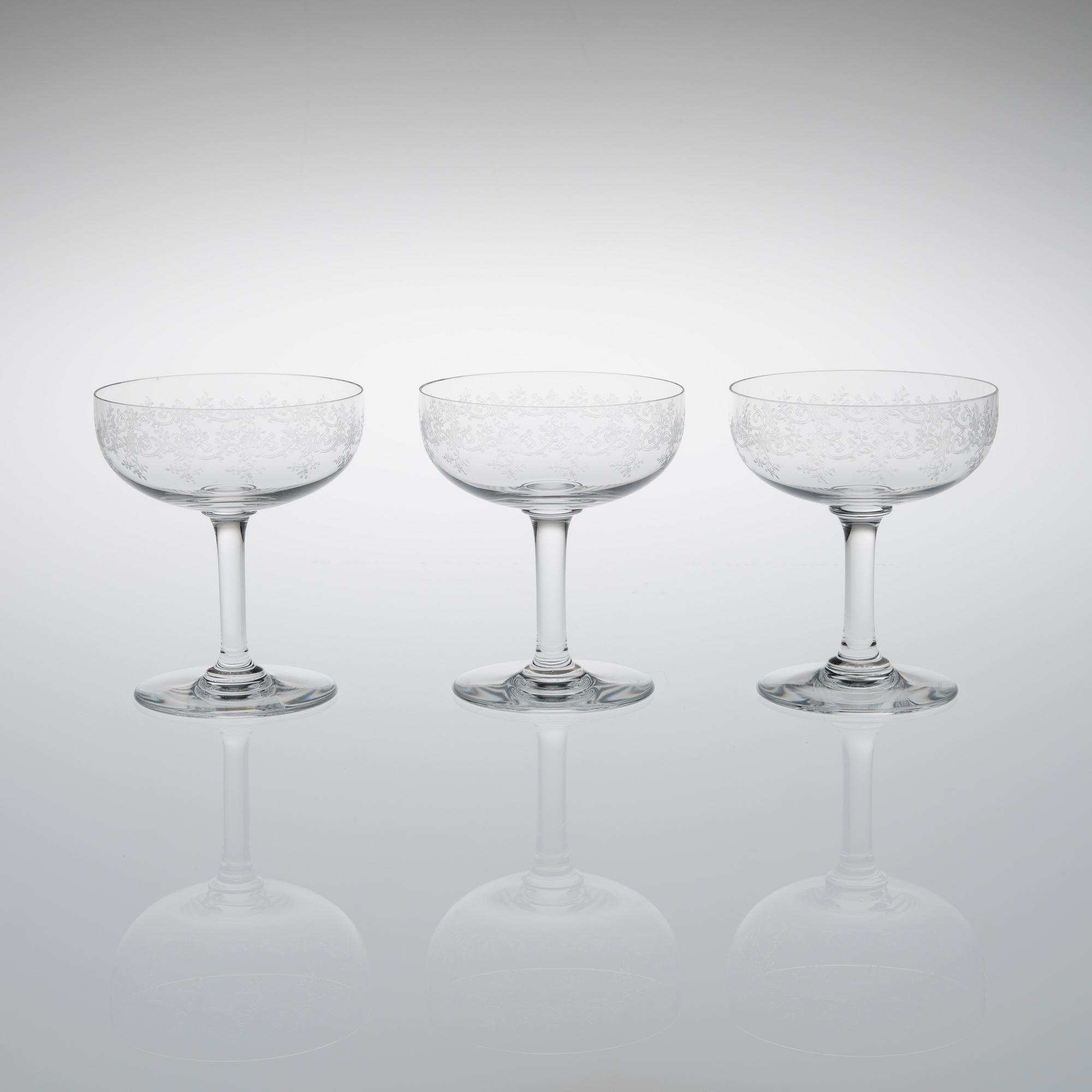 CHAMPAGNEGLAS, 10 st, Baccarat, 1900-talets slut.