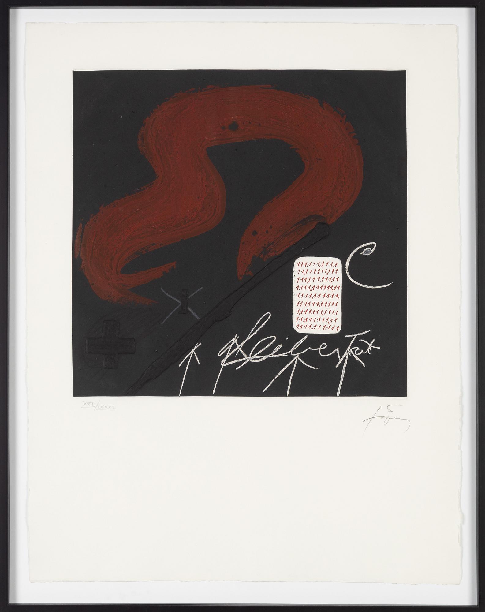 Antoni Tàpies, etching, aquatint and carborundum, signed and numbered XVII/LXXXII.