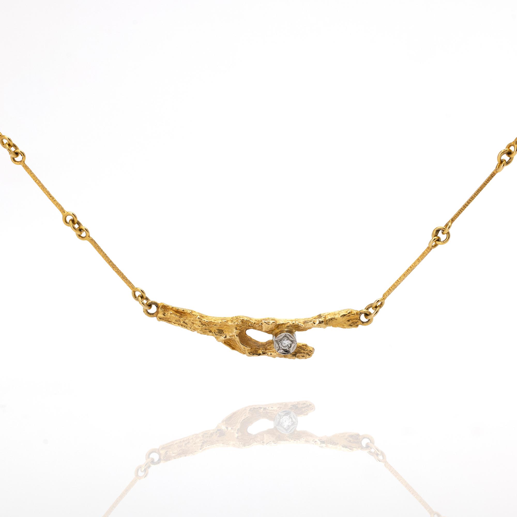 Björn Weckström, Necklace, "Diamond Bud", 18K gold, diamond, Lapponia.