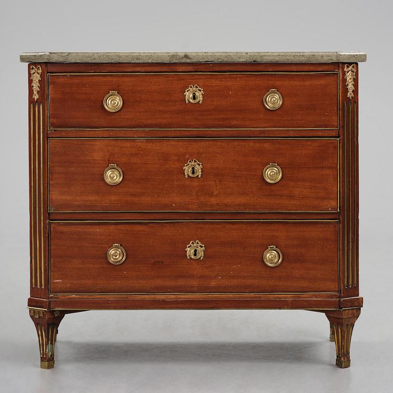 A late Gustavian mahogany commode, Stockholm, late 18th century.