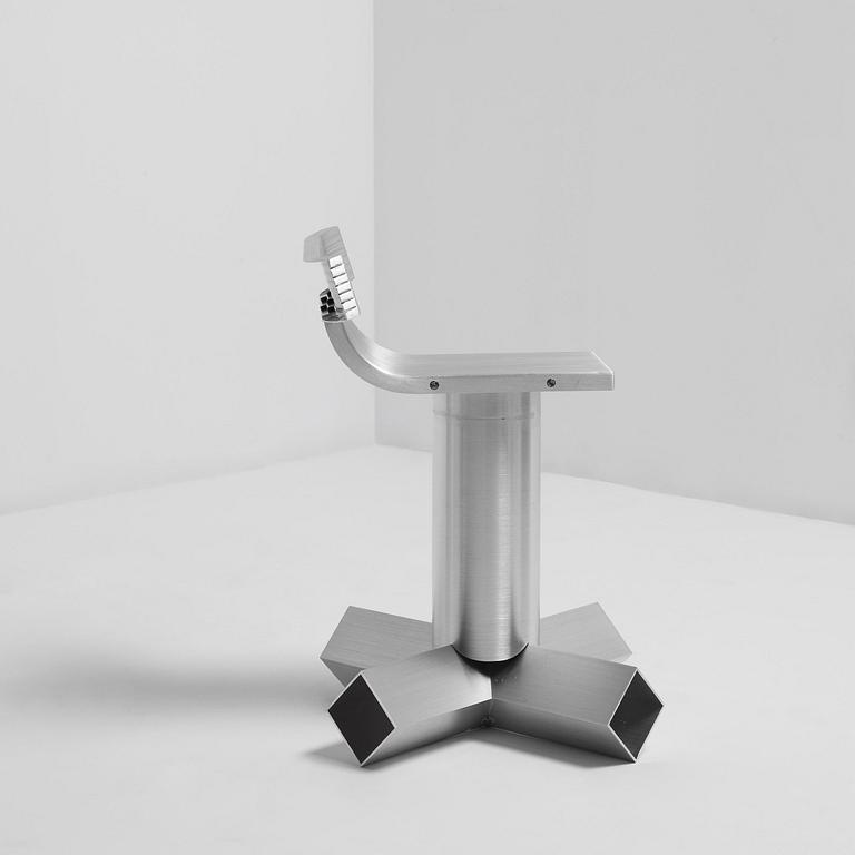 David Taylor, a unique stool, "Aluminium Stool (Guitar)", Studio Mellösaverken, Sweden, 2025.