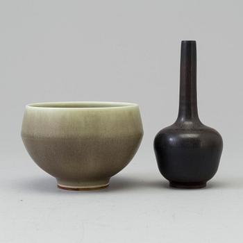 A mid 20th century vase and a bowl by Berndt Friberg, Gustavsberg.