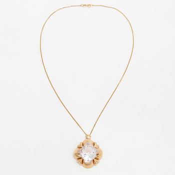 Helge Narsakka, Kaulakoru ja rintaneula, 14K kultaa, savukvartsi ja synteettinen spinelli. Lahti 1965.