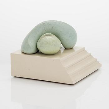 Poul Havgaard, 'Tired Lovers' sculpture, signed 1988.