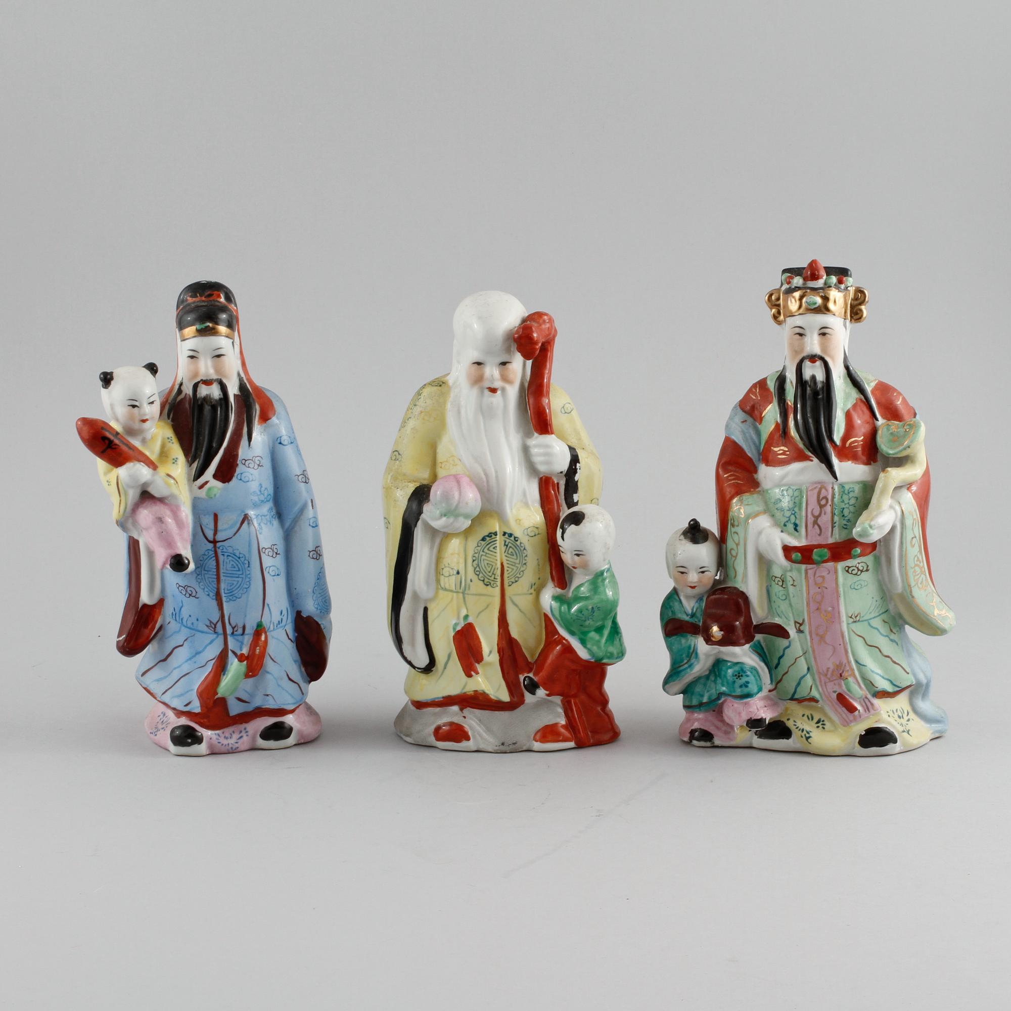 FIGURINER, 3 st, porslin, Kina, 1900-tal.