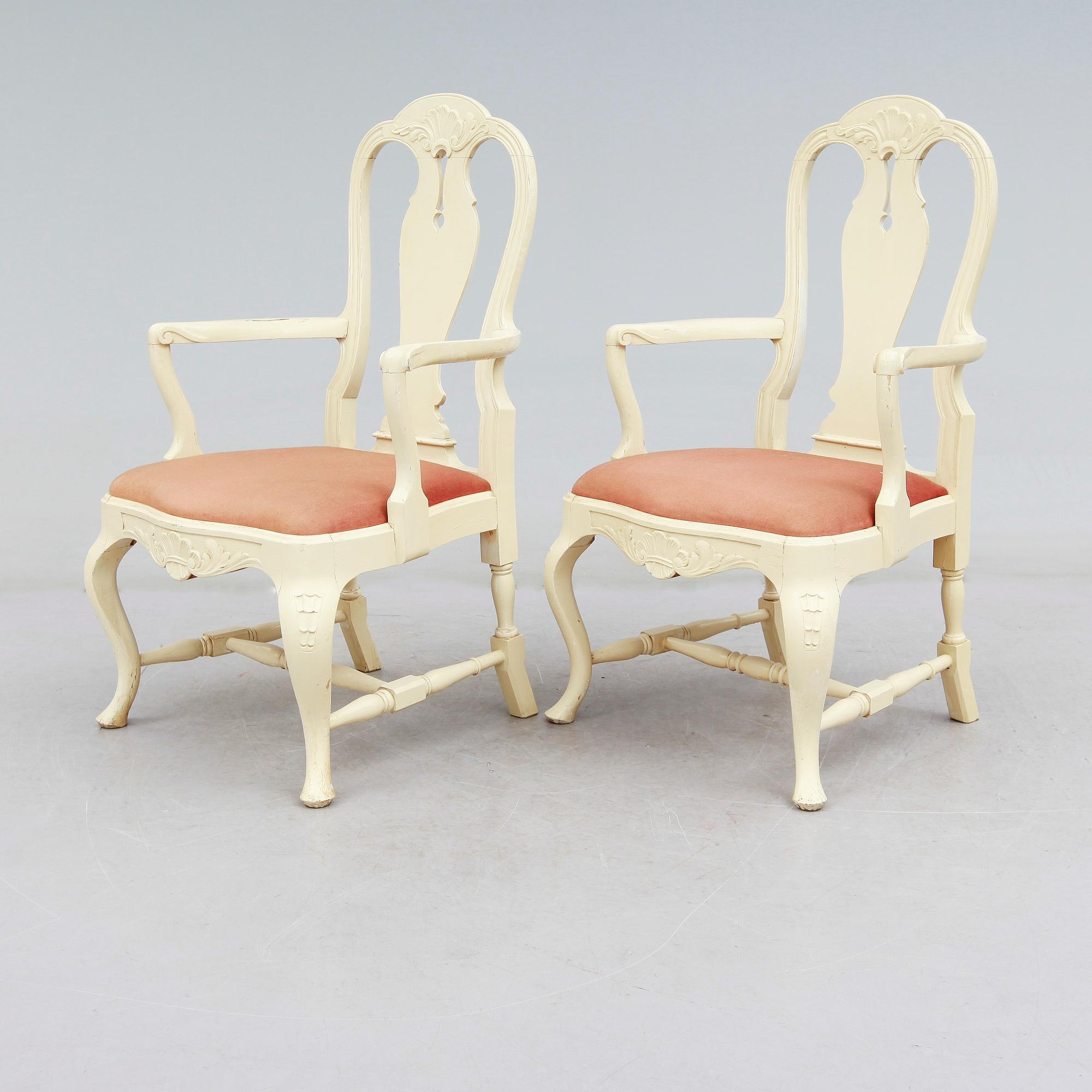 KARMSTOLAR, 1 par, rokokostil, 1900-talets början.