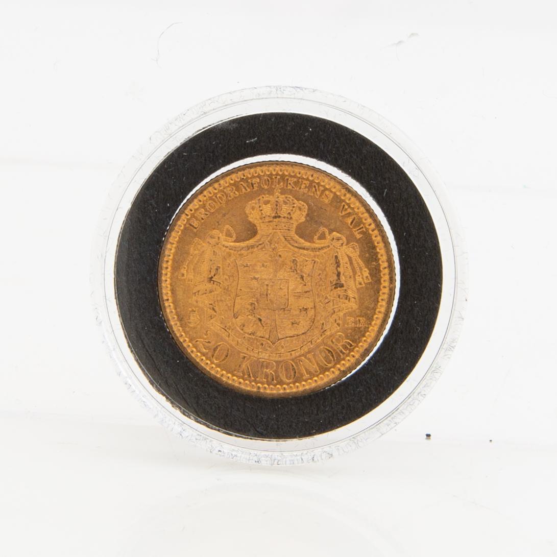 Guldmynt Sverige, Oscar II 20 kr, 1881.