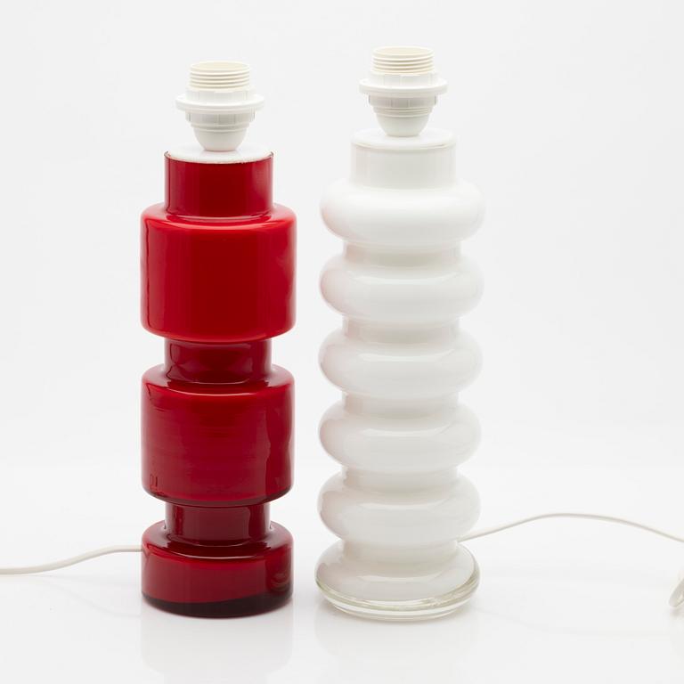 Peo (Per-Olof) Ström, Table lamps, 2 pcs, glass, Alsterfors, 1960s.