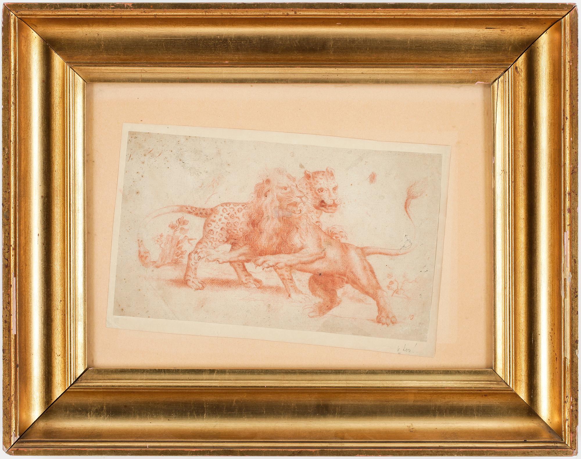 Carle van Loo Circle of, Leopard and lion.