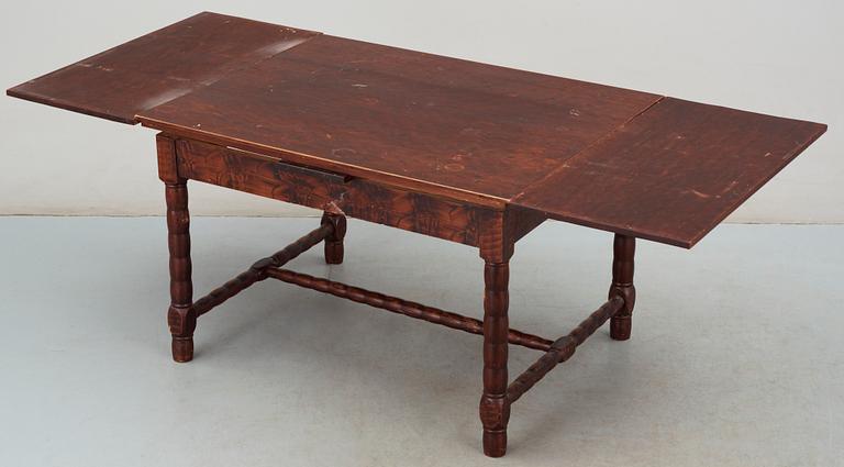 MATBORD SAMT STOLAR, 5 delar, allmogestil, omkring 1900.