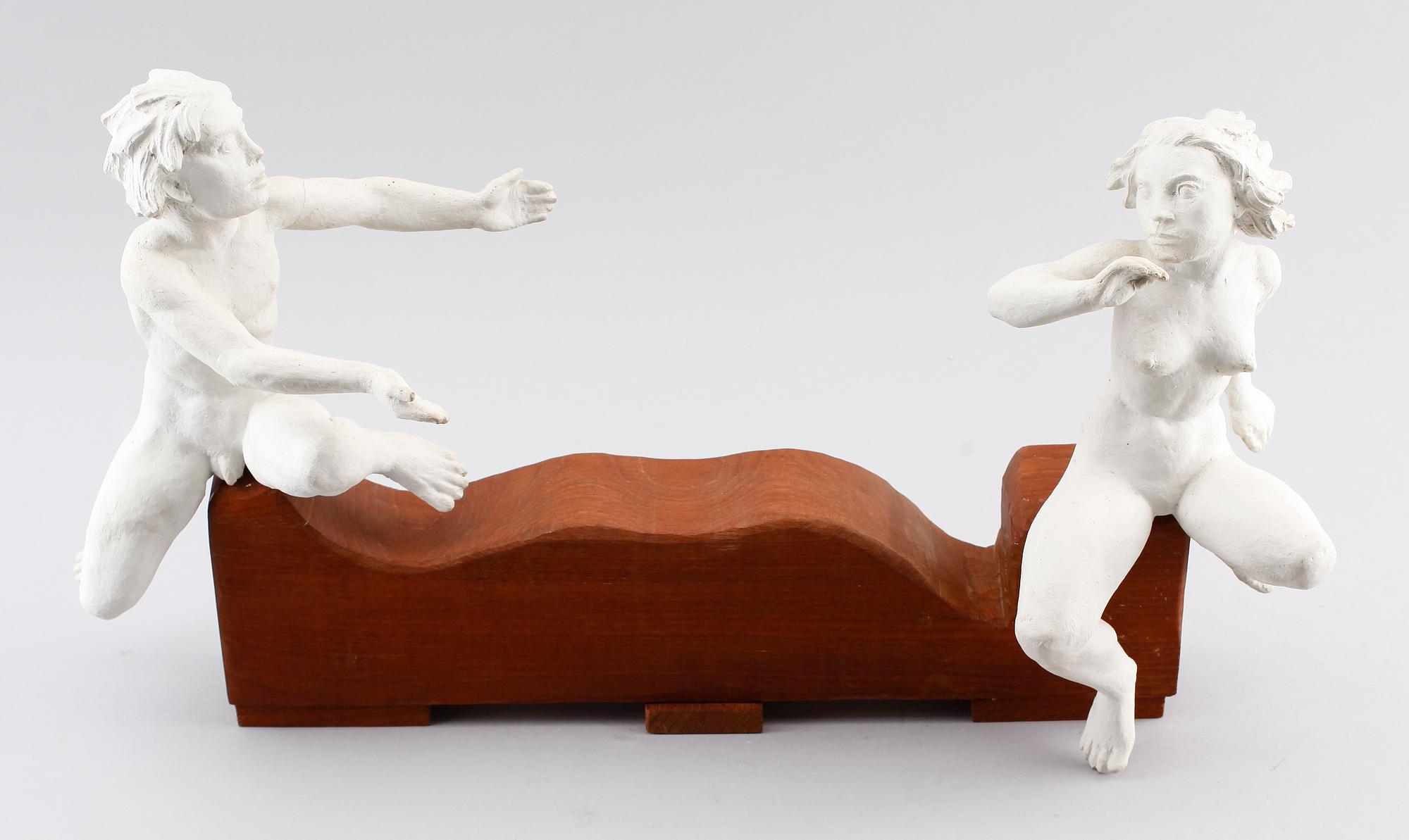 IVAR JOHNSSON, 2 st, skulpturer, gips, monogramsignerade.