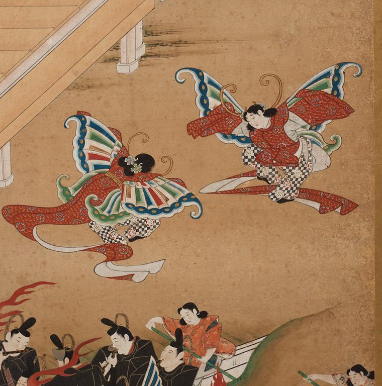 A Japanese six fold screen, Edo period (1603-1868).