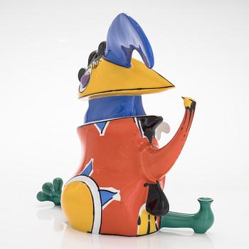 Otmar Alt, a porcelain 'Coq o'clock' table clock for Rosenthal, Germany, 1980s.
