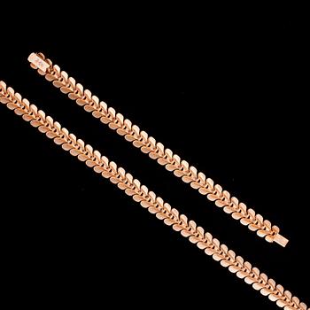 HALSSMYCKE och ARMBAND, 14K guld, importstämplar Kultakeskus 1976. Vikt tot. ca 29,7 g.