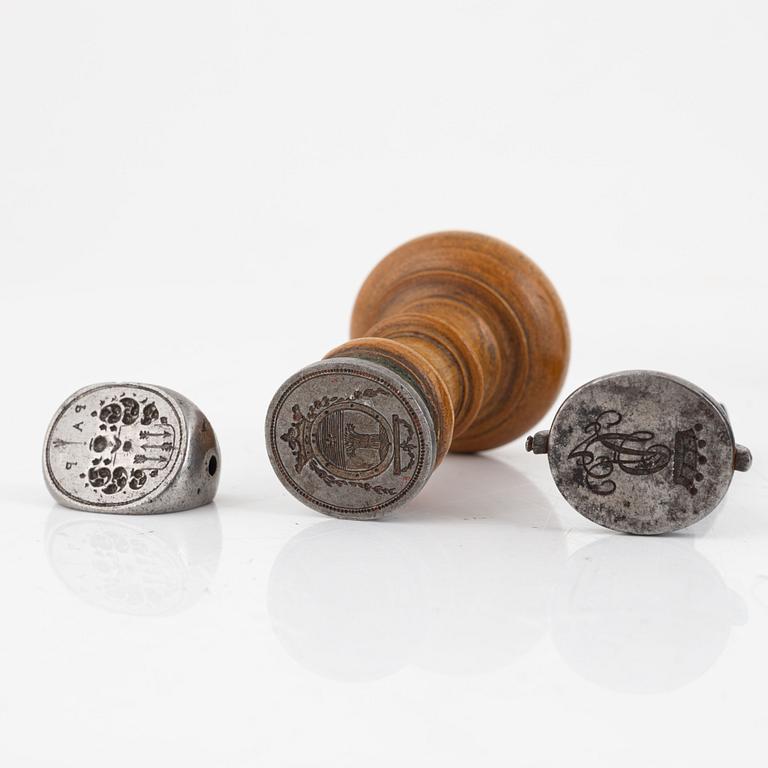 A set of eight baronial and noble seals stamps, 18th - 19th century.