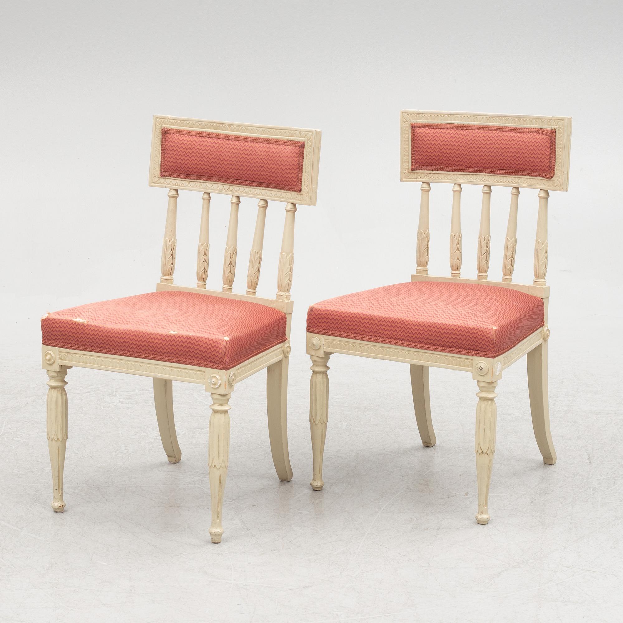 A set of five late Gustavian chairs, circa 1800.