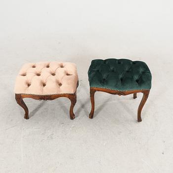 A set of two Louis XV style stools 20th century.