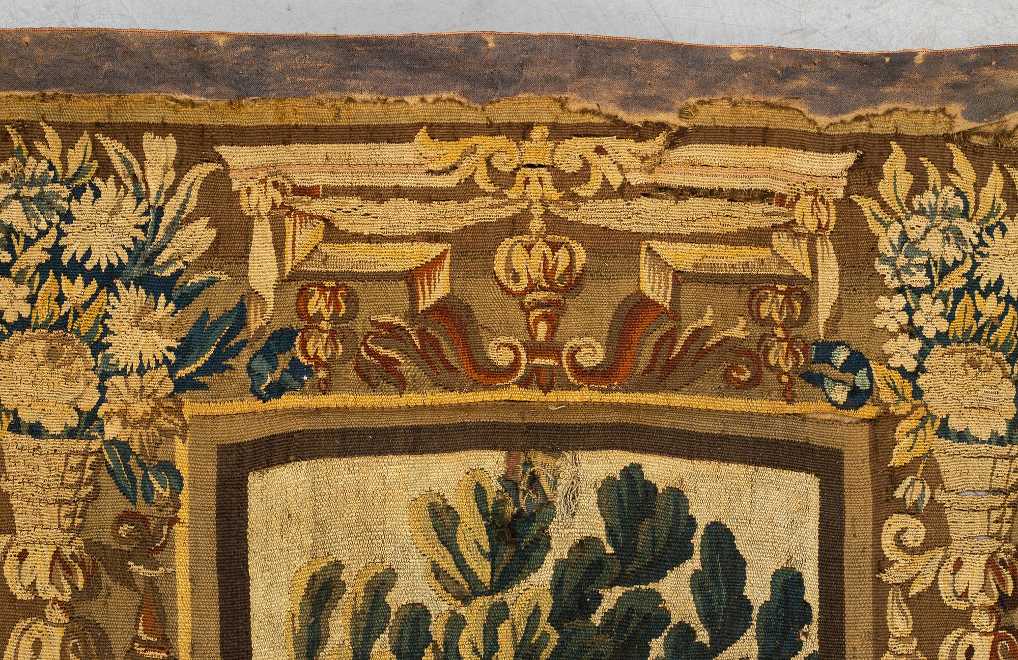 A tapestry, "Verdure", tapestry weave, "entre-fenêtre", Aubusson around 1700-first half of the 18th century.