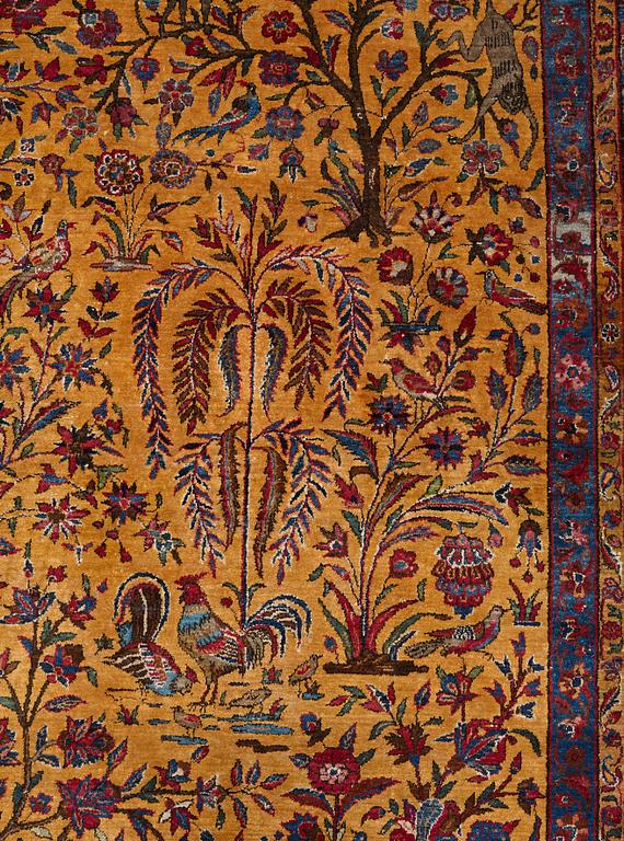 Matta, semiantik silke Keshan figural, ca 309-310 x 204,5-207 cm.