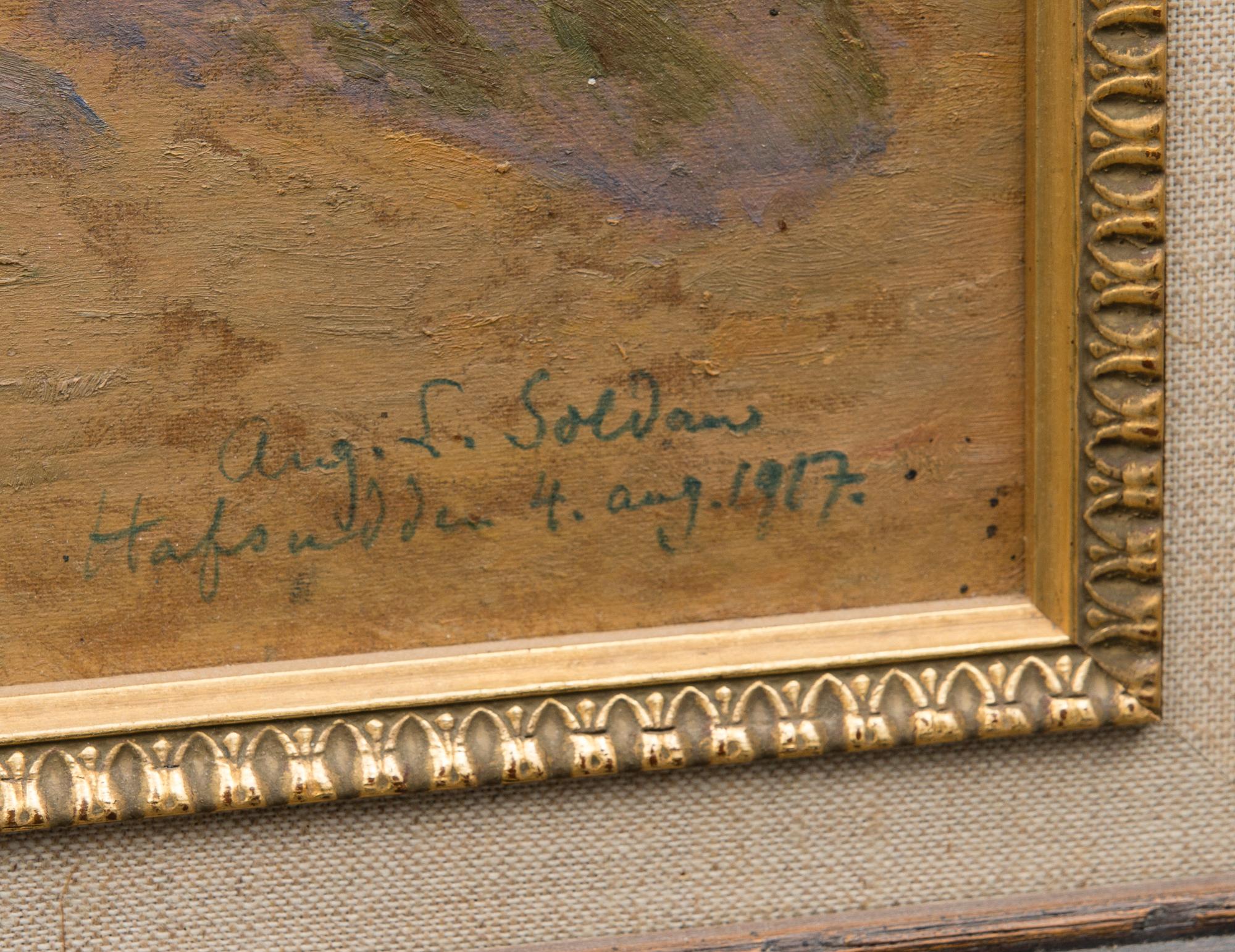AUGUST SOLDAN, olja på skiva, signerad och daterad Hafsudden 4. aug. 1917.