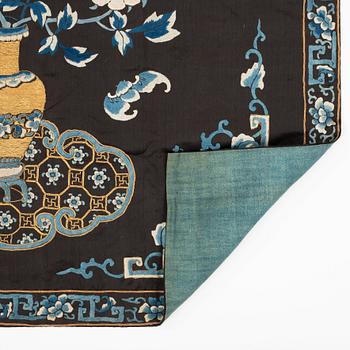 An embroidered Chinese silk altar cover, Qing dynasty, 19th Century.