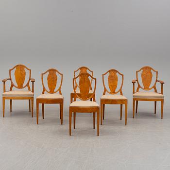 Six chairs by Ferdinand Boberg for Nordiska Kompaniet, second quarter of the 20th century .