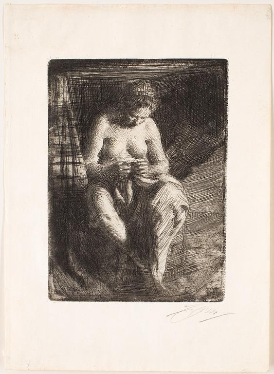 ANDERS ZORN, etsning, utförd 1905, signerad med blyerts.