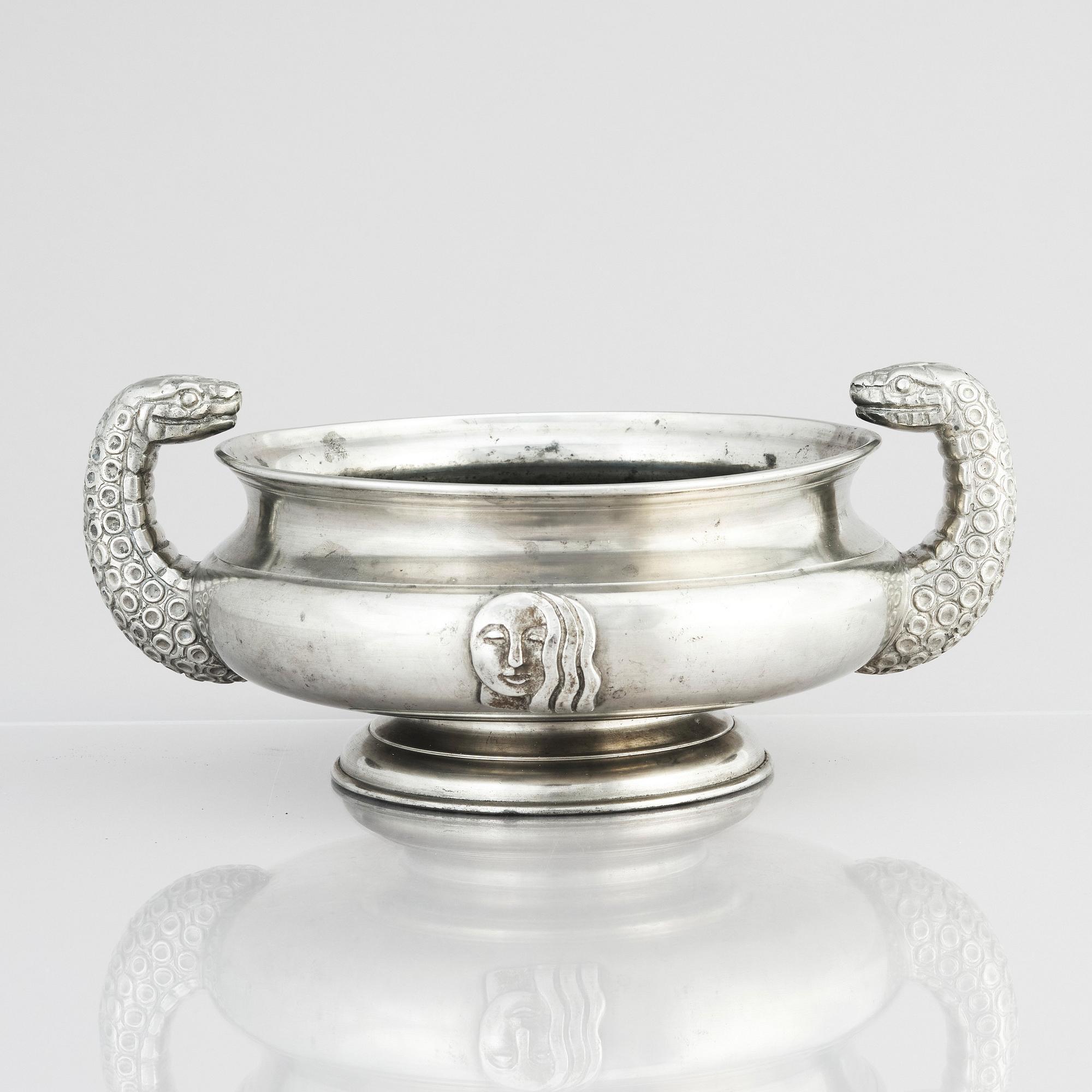 Anna Petrus, & Estrid Ericson, a pewter bowl with handles, Svenskt Tenn, Stockholm 1927.