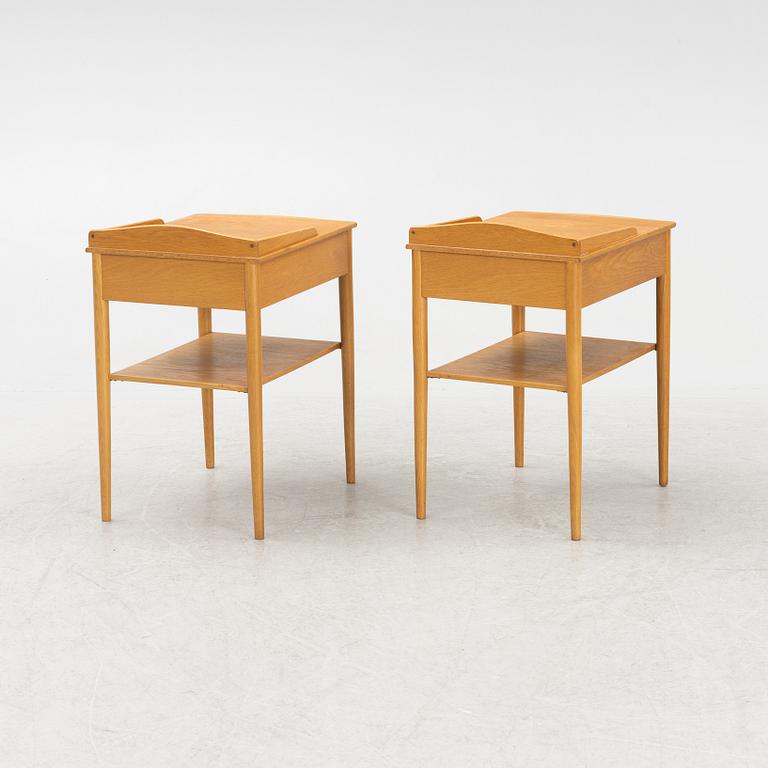 Bedside tables, a pair, AB. Erik Andersson & Co Snickerifabrik, Rottne, 1950s/1960s.