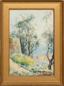 Ellen Jolin, watercolor, signed, dated 1890.